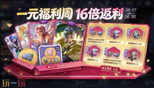 王者荣耀2026年6月一元福利周活动开启!
