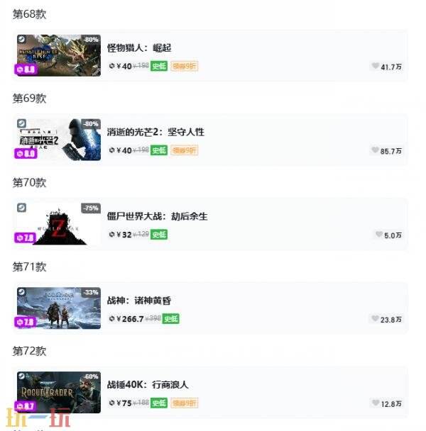 Steam今日史低游戏分享!7月7日史低佳作推荐