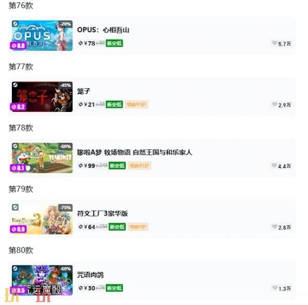 Steam今日史低游戏分享!7月7日史低佳作推荐