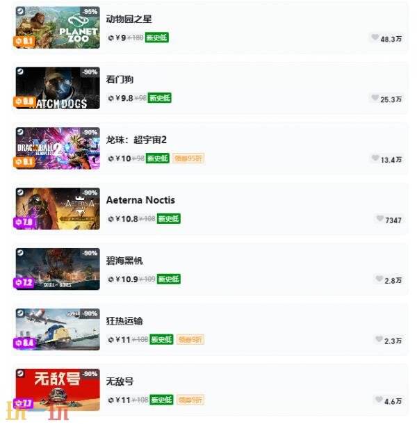 Steam夏促即将结束！一折游戏汇总！5款游戏限免
