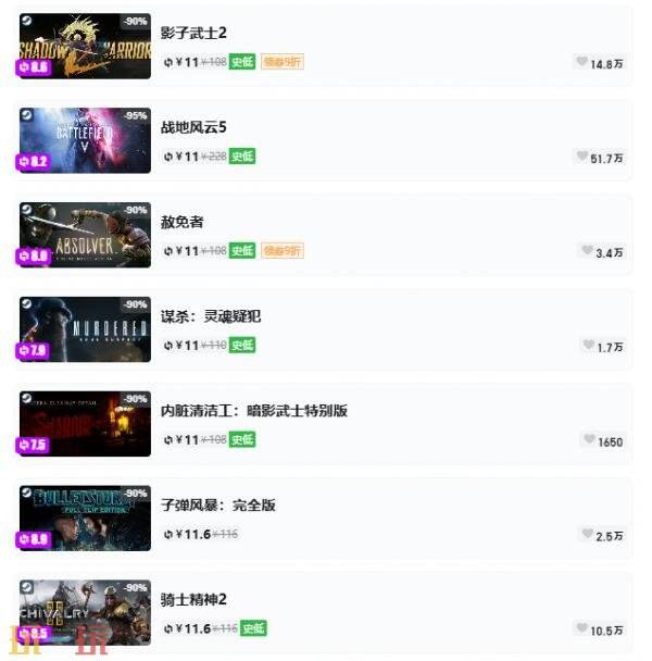 Steam夏促即将结束！一折游戏汇总！5款游戏限免