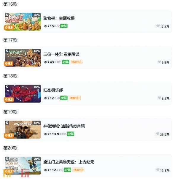 Steam今日史低游戏分享！7月8日史低佳作推荐