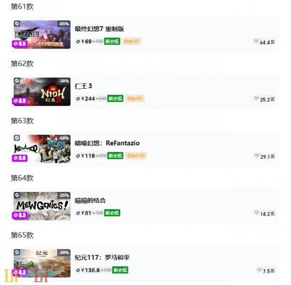 Steam今日史低游戏分享！7月8日史低佳作推荐