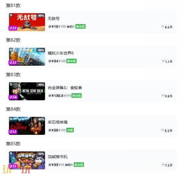 Steam今日史低游戏分享！7月9日史低佳作推荐