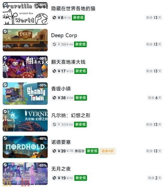 Steam今日史低游戏分享!7月10日史低佳作推荐