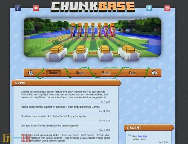 我的世界游戏工具ChunkBase网址入口 我的世界游戏工具ChunkBase网页链接