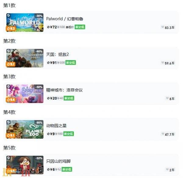 Steam今日史低游戏分享!7月13日史低佳作推荐