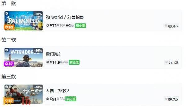 Steam今日史低游戏分享！7月16日史低佳作推荐