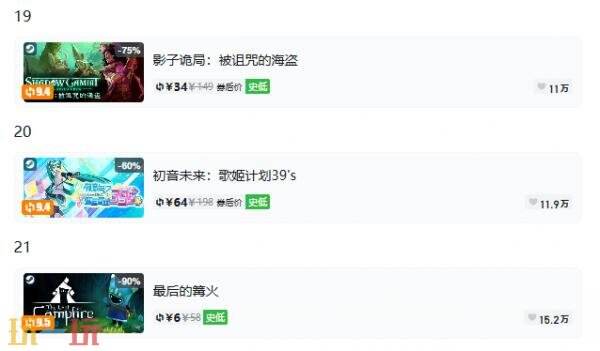 Steam今日史低游戏分享！7月17日史低佳作推荐