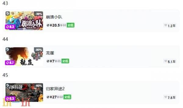Steam今日史低游戏分享！7月17日史低佳作推荐