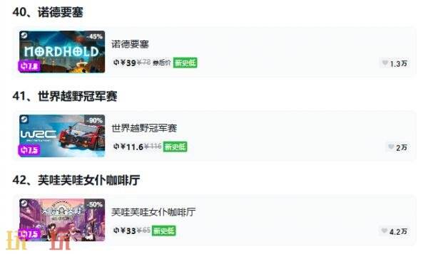 Steam今日史低游戏分享！7月17日史低佳作推荐