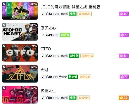 Steam今日史低游戏分享!7月20日史低佳作推荐
