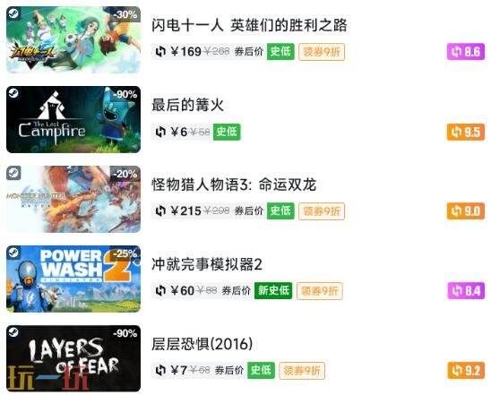 Steam今日史低游戏分享!7月20日史低佳作推荐