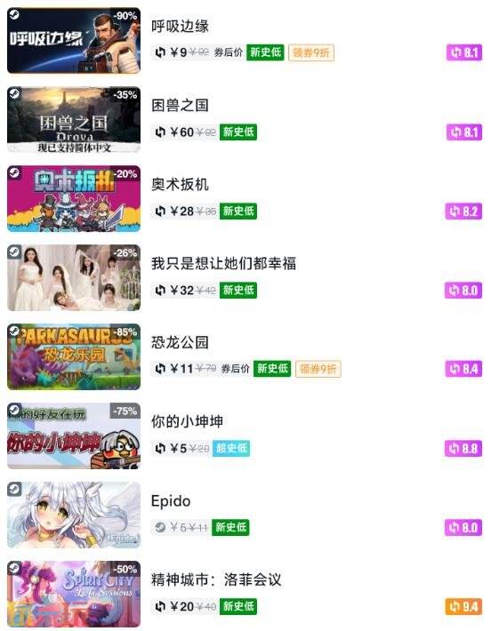 Steam今日史低游戏分享!7月21日史低佳作推荐