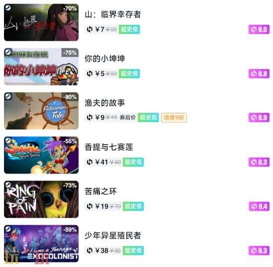 Steam今日史低游戏分享!7月21日史低佳作推荐