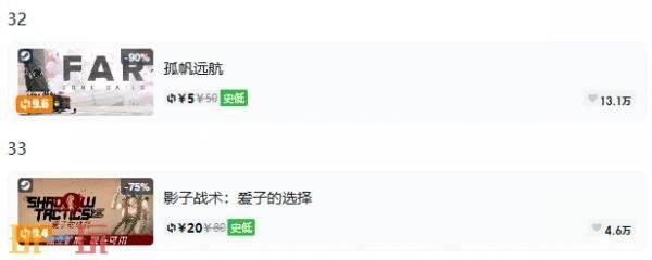 Steam今日史低游戏分享！7月24日史低佳作推荐