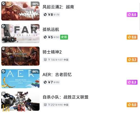 Steam今日史低游戏分享！7月24日史低佳作推荐