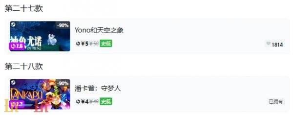 Steam今日史低游戏分享!7月27日史低佳作推荐
