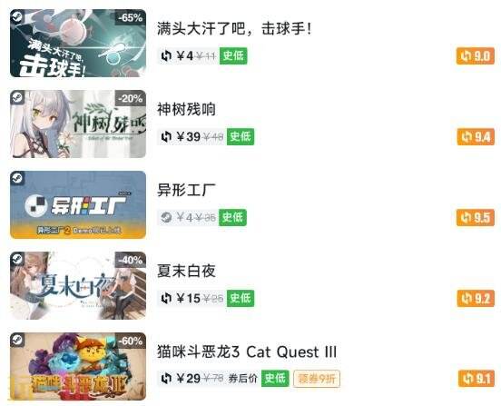 Steam今日史低游戏分享!7月30日史低佳作推荐