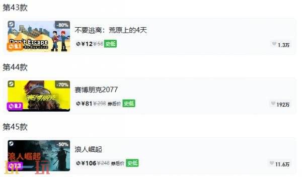 Steam今日史低游戏分享!8月3日史低佳作推荐