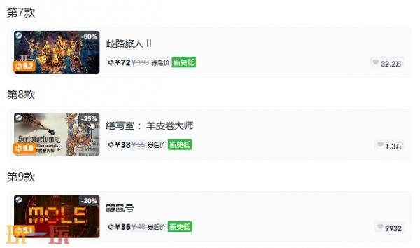 Steam今日史低游戏分享!8月3日史低佳作推荐