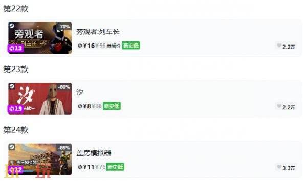 Steam今日史低游戏分享!8月3日史低佳作推荐
