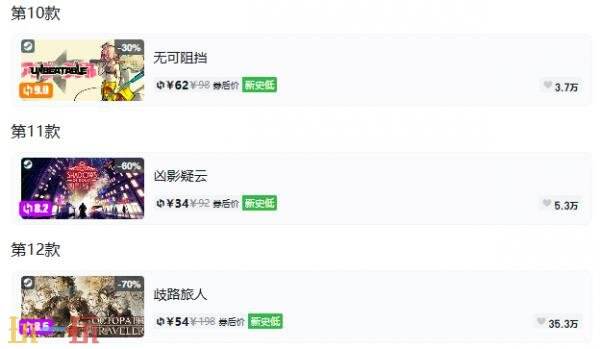 Steam今日史低游戏分享!8月3日史低佳作推荐