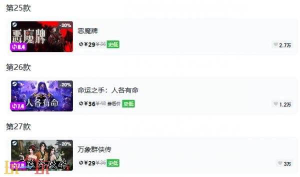 Steam今日史低游戏分享！8月5日史低佳作推荐