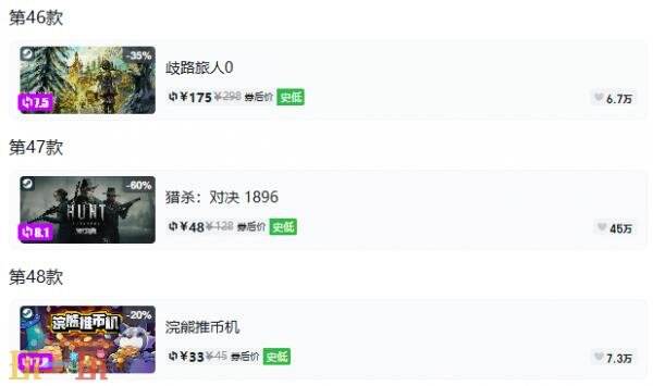 Steam今日史低游戏分享！8月5日史低佳作推荐