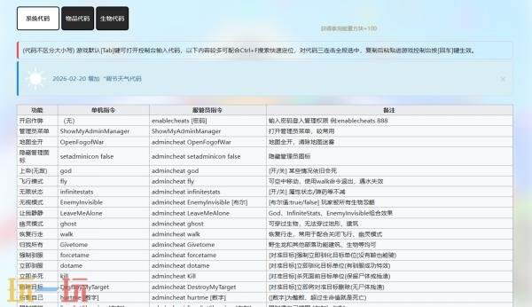 方块方舟wiki代码大全 方块方舟代码指令一览