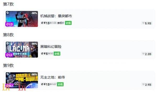 Steam今日史低游戏分享！8月7日史低佳作推荐