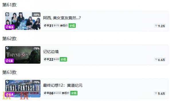 Steam今日史低游戏分享!8月10日史低佳作推荐