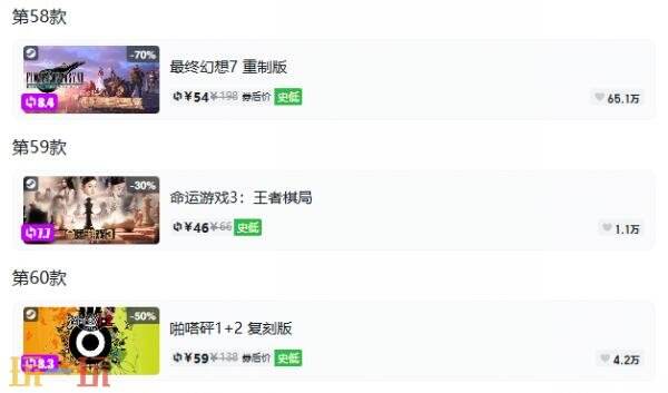 Steam今日史低游戏分享！8月11日史低佳作推荐