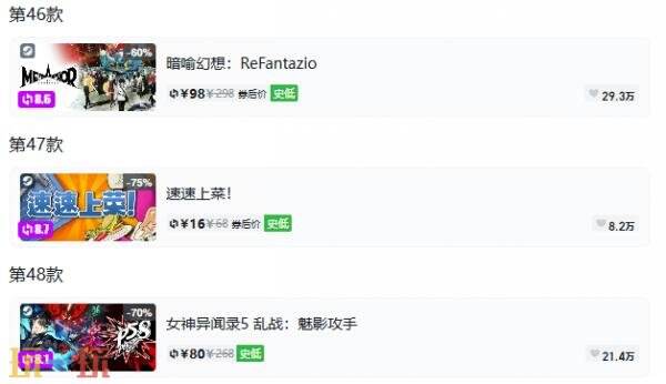 Steam今日史低游戏分享!8月13日史低佳作推荐