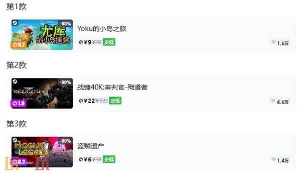 Steam今日史低游戏分享！8月17日史低佳作推荐