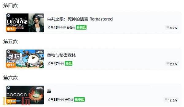 Steam今日史低游戏分享！8月24日史低佳作推荐