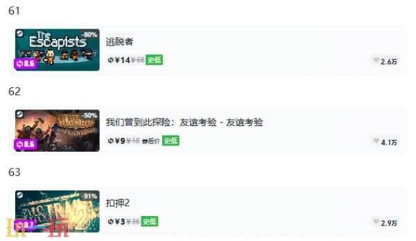 Steam今日史低游戏分享!8月27日史低佳作推荐