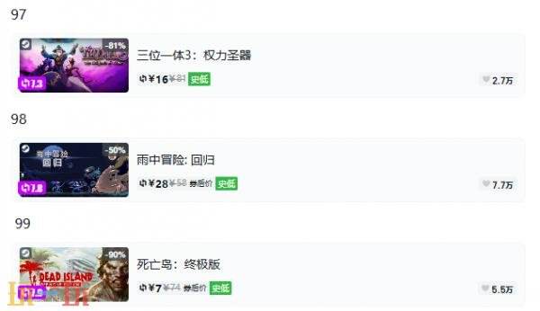 Steam今日史低游戏分享!9月3日史低佳作推荐