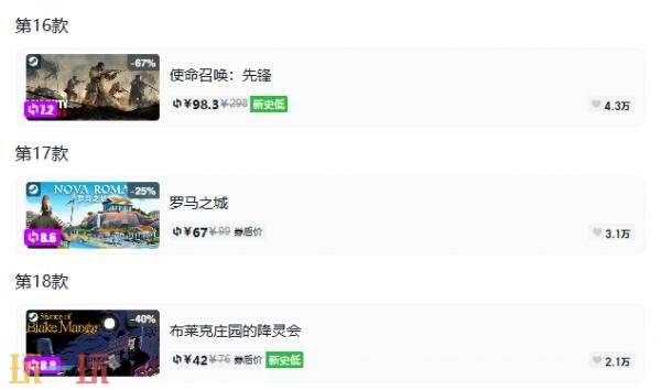 Steam今日史低游戏分享!9月7日史低佳作推荐