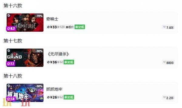 Steam今日史低游戏分享!9月8日史低佳作推荐