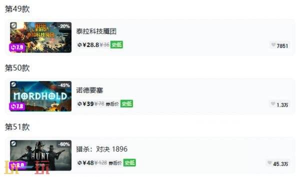 Steam今日史低游戏分享!9月10日史低佳作推荐