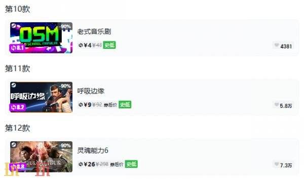 Steam今日史低游戏分享!9月10日史低佳作推荐
