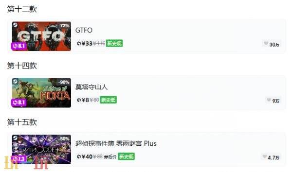 Steam今日史低游戏分享!9月14日史低佳作推荐