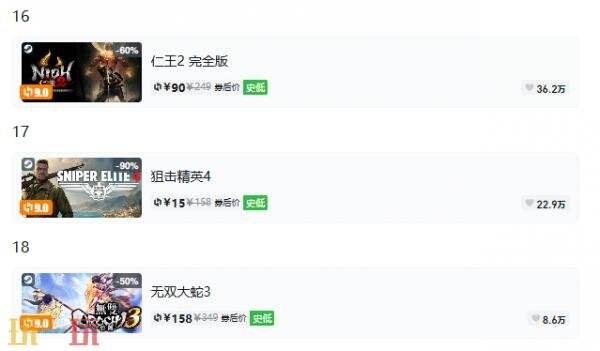 Steam今日史低游戏分享!9月16日史低佳作推荐
