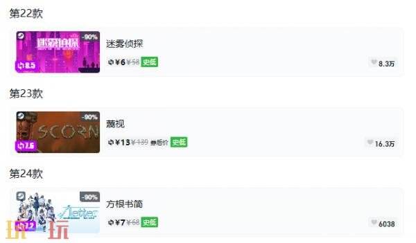Steam今日史低游戏分享！9月22日史低佳作推荐