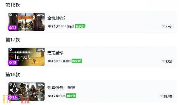 Steam今日史低游戏分享！9月30日史低佳作推荐