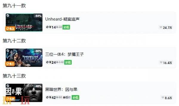 Steam今日史低游戏分享!10月07日史低佳作推荐