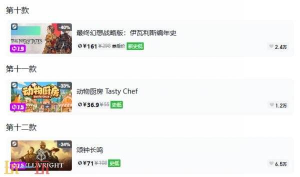 Steam今日史低游戏分享!10月07日史低佳作推荐