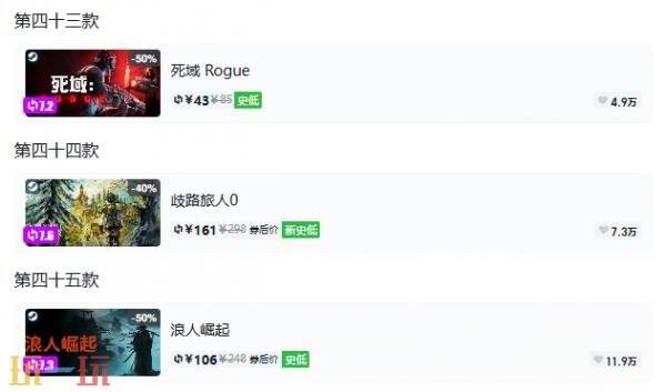 Steam今日史低游戏分享!10月07日史低佳作推荐