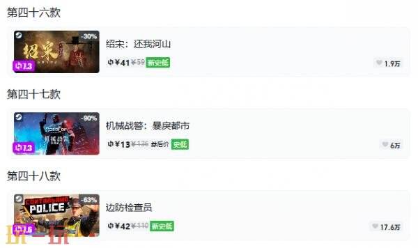 Steam今日史低游戏分享!10月07日史低佳作推荐